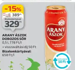 Auchan Aranyászok dobozos sör ajánlat