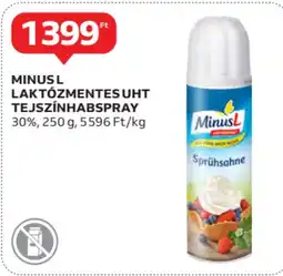 Auchan Minusl laktózmentes uht tejszínhabspray ajánlat