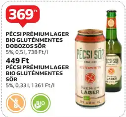 Auchan Pécsi prémium lager bio gluténmentes dobozos sör stb. ajánlat