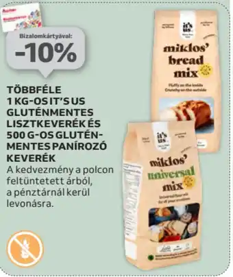 Auchan Többféle 1 kg-os it's us gluténmentes lisztkeverék és 500 g-os glutén- mentes panírozó keverék ajánlat