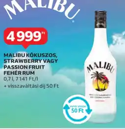 Auchan Malibu kókuszos, strawberry vagy passion fruit fehér rum ajánlat