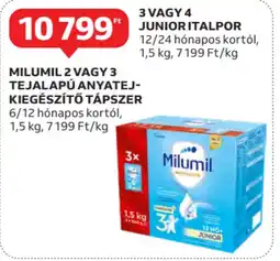 Auchan Milumil 2 vagy 3 tejalapú anyatej- kiegészítő tápszer stb. ajánlat