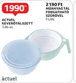 Auchan Actuel keverőtálszett, műanyag tál forgatható szűrővel ajánlat