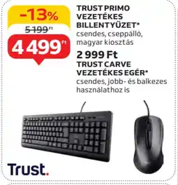 Auchan Trust primo vezetékes billentyűzet, trust carve vezetékes egér ajánlat