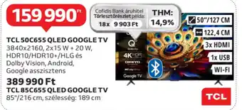 Auchan Tcl 50c655 qled google tv stb. ajánlat