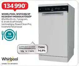 Auchan Whirlpool wsf03b23p keskeny mosogatógép ajánlat