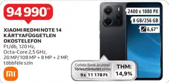 Auchan Xiaomi redmi note 14 kártyafüggetlen okostelefon ajánlat