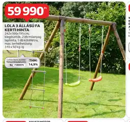 Auchan Lola 3 állású fa kerti hinta ajánlat