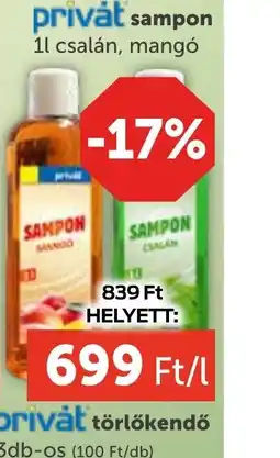 PRIVÁT Privat sampon ajánlat