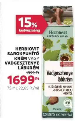 Rossmann Herbiovit sarokpuhító krém vagy vadgesztenye lábkrém ajánlat