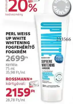 Rossmann Perl weiss up white whitening fogfehérítő fogkrém ajánlat