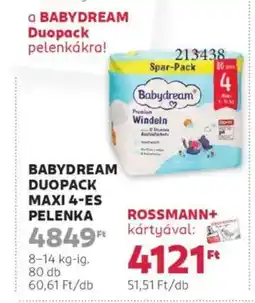 Rossmann Babydream duopack maxi 4-es pelenka ajánlat