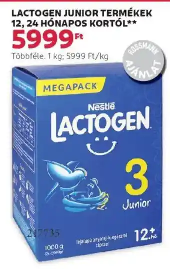 Rossmann Lactogen junior termékek 12, 24 hónapos kortól ajánlat