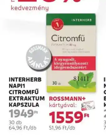 Rossmann Interherb napi1 citromfű extraktum kapszula ajánlat