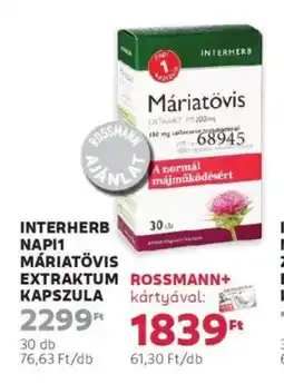 Rossmann Interherb napi1 máriatövis extraktum kapszula ajánlat