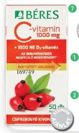 Rossmann Béres c-vitamin + d3- vitamin filmtabletta csipkebogyó kivonattal ajánlat