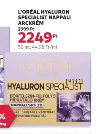 Rossmann L'oréal hyaluron specialist nappali arckrém ajánlat