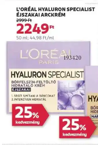 Rossmann L'oréal hyaluron specialist éjszakai arckrém ajánlat