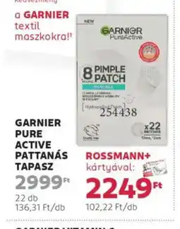 Rossmann Garnier pure active pattanás tapasz ajánlat