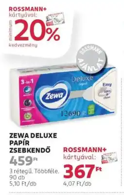 Rossmann Zewa deluxe papír zsebkendő ajánlat