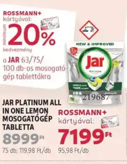 Rossmann Jar platinum all in one lemon mosogatógép tabletta ajánlat