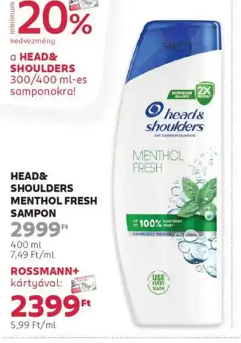 Rossmann Head& shoulders menthol fresh sampon ajánlat