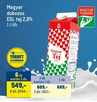 Metro Magyar dobozos esl tej 2,8% ajánlat