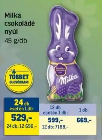 Metro Milka csokoládé nyúl ajánlat