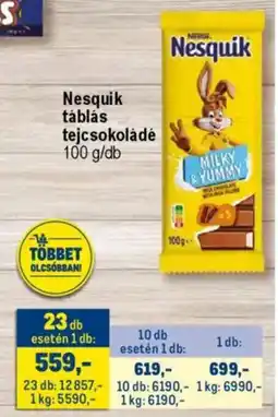 Metro Nesquik táblás tejcsokoládé ajánlat