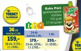 Metro Kubu püré gyümölcspüré ajánlat