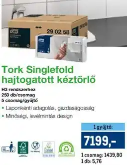 Metro Tork singlefold hajtogatott kéztörlő ajánlat