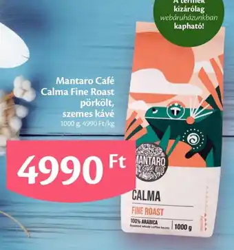 EcoFamily Mantaro café calma fine roast pörkölt, szemes kávé ajánlat