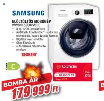 Expert Samsung elöltöltős mosógép ajánlat