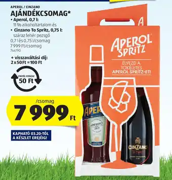 ALDI Aperol / Cinzano Ajándékcsomag ajánlat