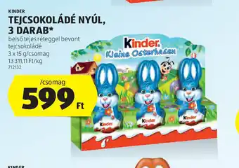 ALDI Kinder Tejcsokoládé Nyúl ajánlat