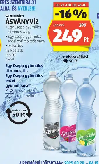 ALDI Szentkirályi Ásványvíz ajánlat