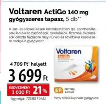 Pingvin Patika Voltaren ActiGo 140 mg gyógyszeres tapasz ajánlat