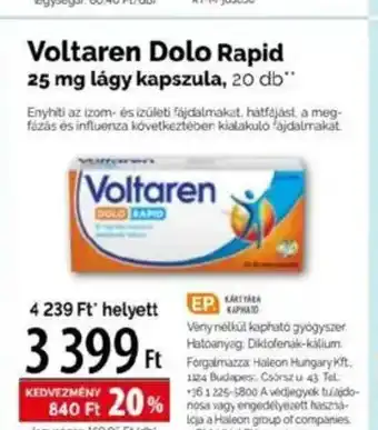 Pingvin Patika Voltaren Dolo Rapid 25 mg lágy kapszula ajánlat