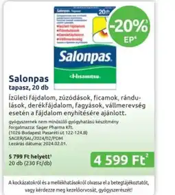 Benu Gyógyszertárak Salonpas tapasz ajánlat