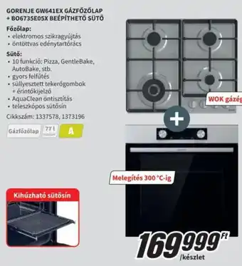 Media Markt Gorenje gázfőzőlap + beépíthető sütő ajánlat