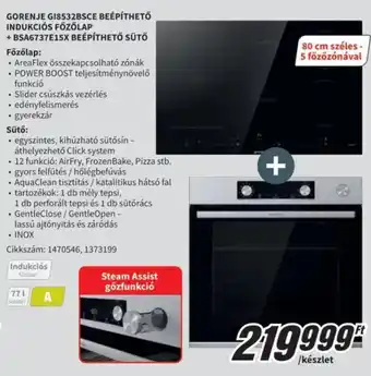 Media Markt Gorenje beépíthető indukciós főzőlap + beépíthető sütő ajánlat