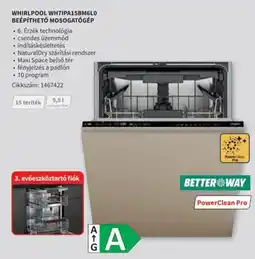 Media Markt Whirlpool WH7IPA15MB6L0 beépíthető mosogatógép ajánlat