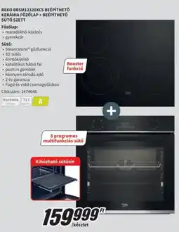 Media Markt Beko beépíthető kerámia főzőlap + beépíthető sütő szett ajánlat