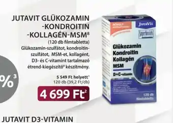 Benu Gyógyszertárak Jutavit Glukozamin-Kondroitin-Kollagen-MSM ajánlat