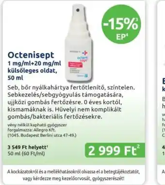 Benu Gyógyszertárak Octenisept ajánlat