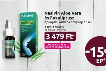 Benu Gyógyszertárak Nasivin Aloe Vera és Eukaliptusz ajánlat