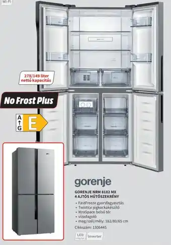 Media Markt Gorenje NRM 8182 MX 4 ajtós hűtőszekrény ajánlat