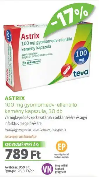 Alma Gyógyszertárak ASTRIX 100 mg gyomornedv-ellenálló kemény kapszula ajánlat