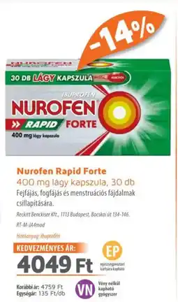 Alma Gyógyszertárak Nurofen Rapid Forte ajánlat