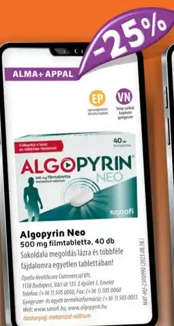 Alma Gyógyszertárak Algopyrin Neo ajánlat